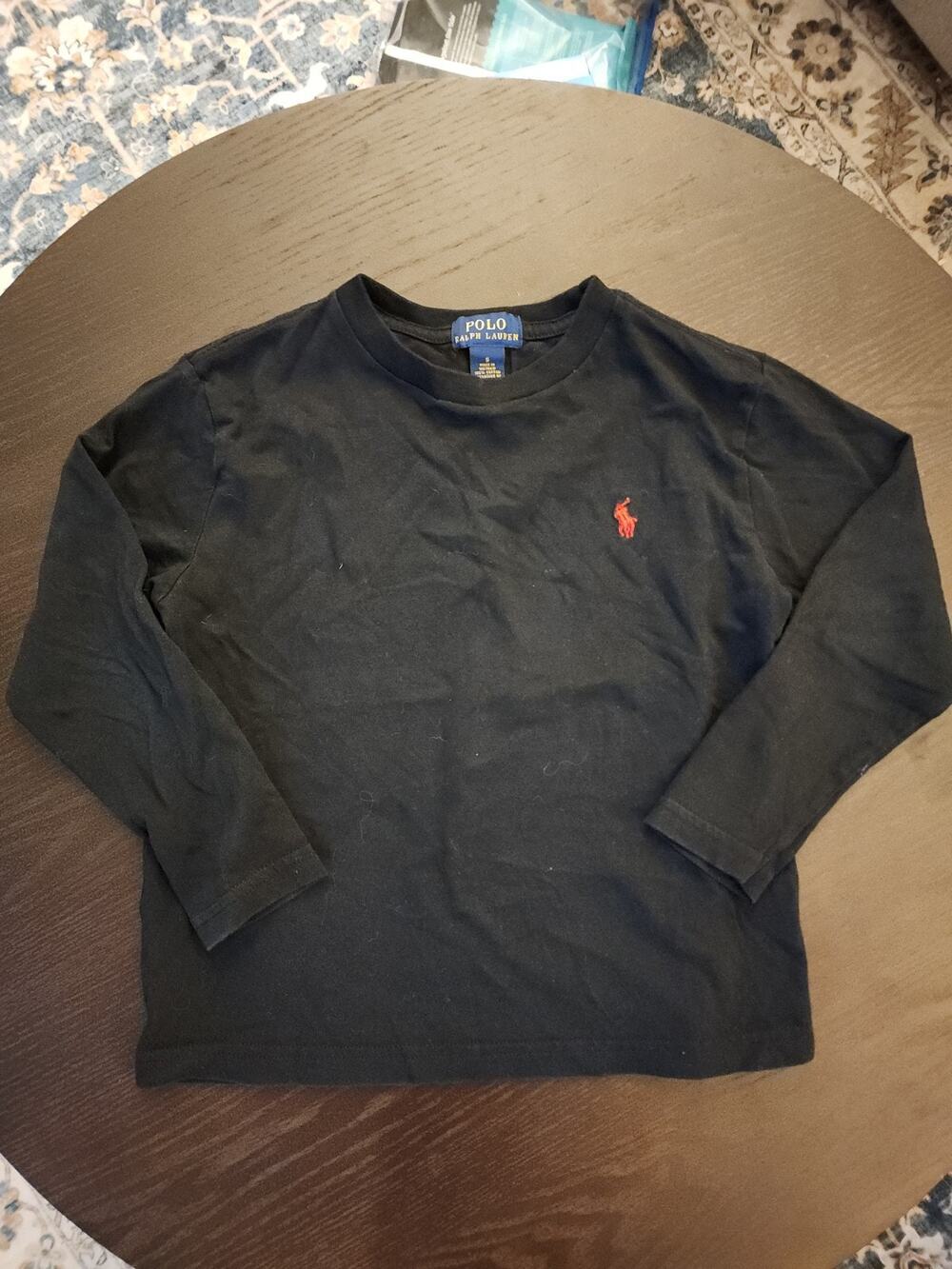 Polo Ralph Lauren Boys Size 5 Black Long Sleeve T-Shirt Red Pony Logo Crewneck